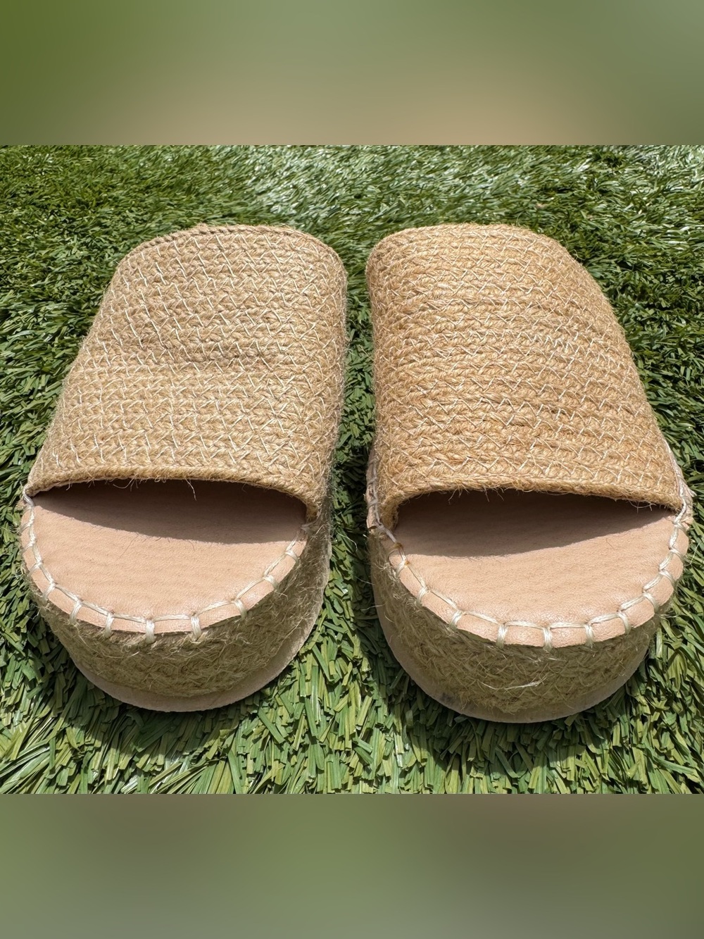 Never worn Woven Slide Sandals in Natural Tan - Picture 4 of 7